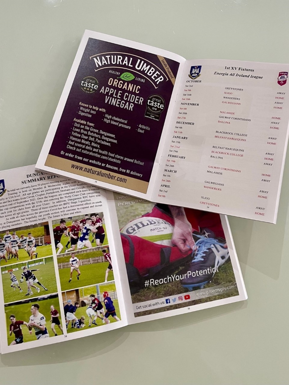 Club Fixtures Cards printed by Gillprint Ltd, Dungannon, Northern Ireland