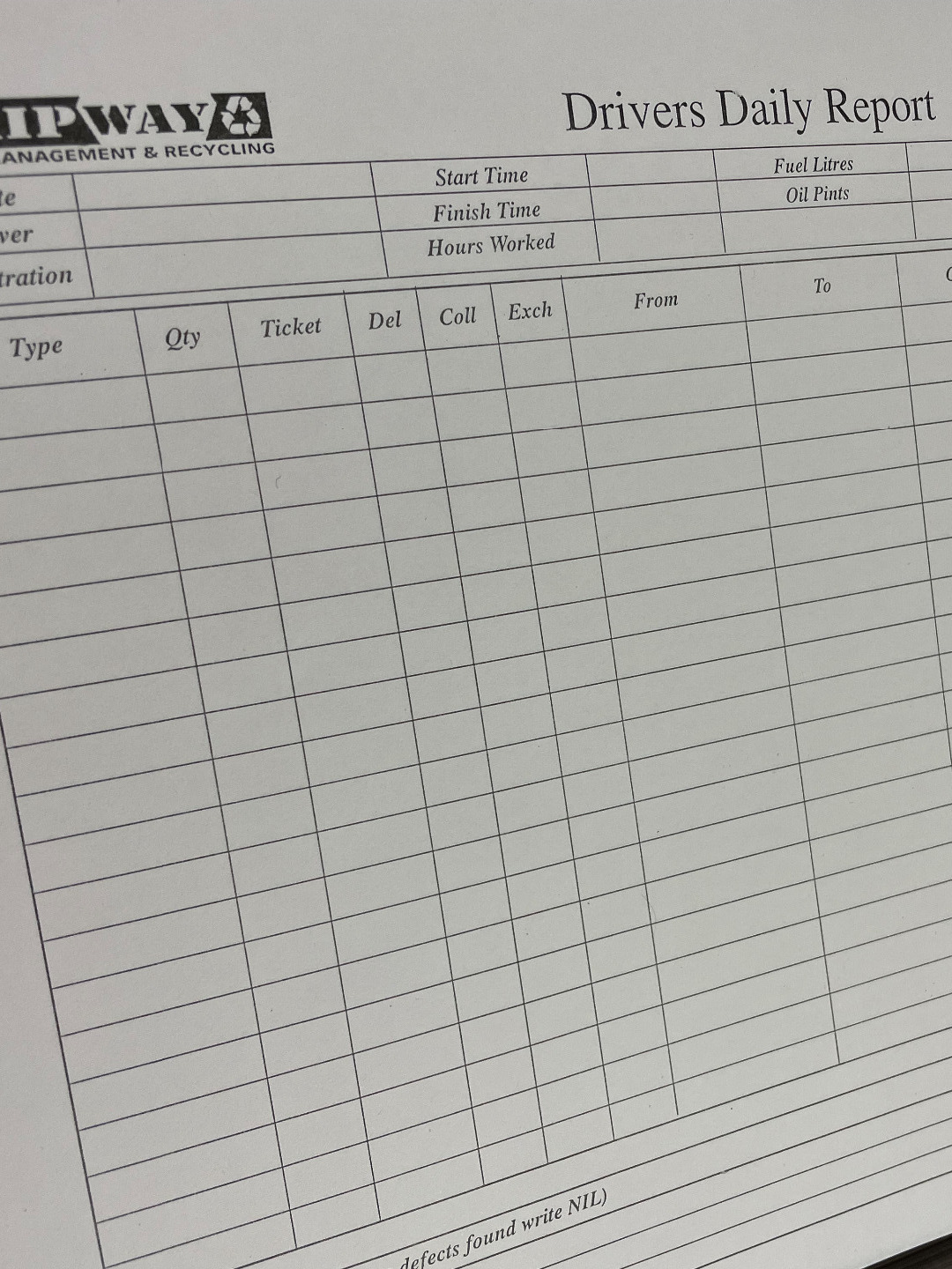 Drivers Daily Log Sheets and Checklists printed by Gillprint Ltd, Dungannon, Northern Ireland